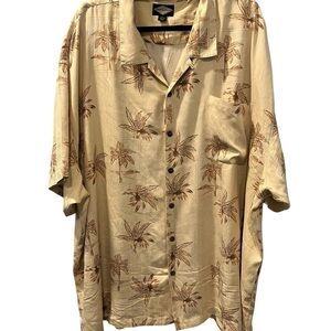 Vintage Club Cabana Silk Hawaiian Palm Tree Casual Button Down Shirt Size 4XL